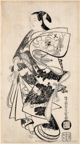 Kaigetsudö Dohan (active ca.1716) Courtesan Japan, Edo period, ca.1710 Woodblock print; ink on paper Gift of James A. Michener, 1991  Honolulu Museum of Art (24453)